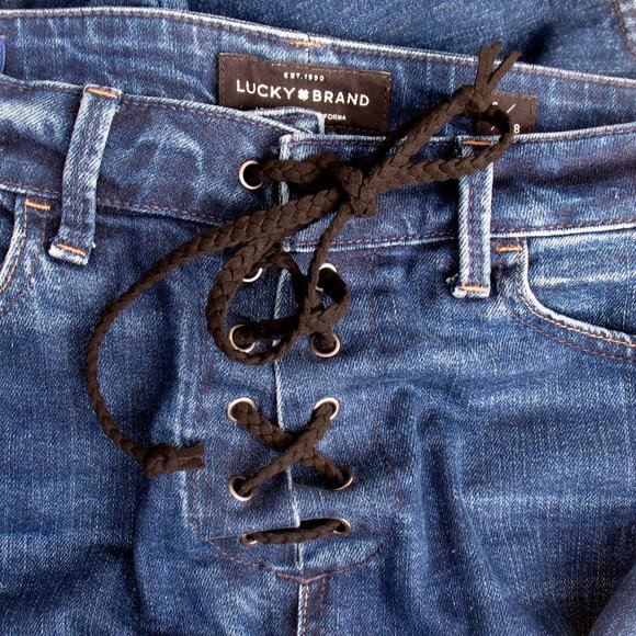 Lucky Brand Lace Up Bridgette Capri Flare Sz 6 - Picture 3 of 9